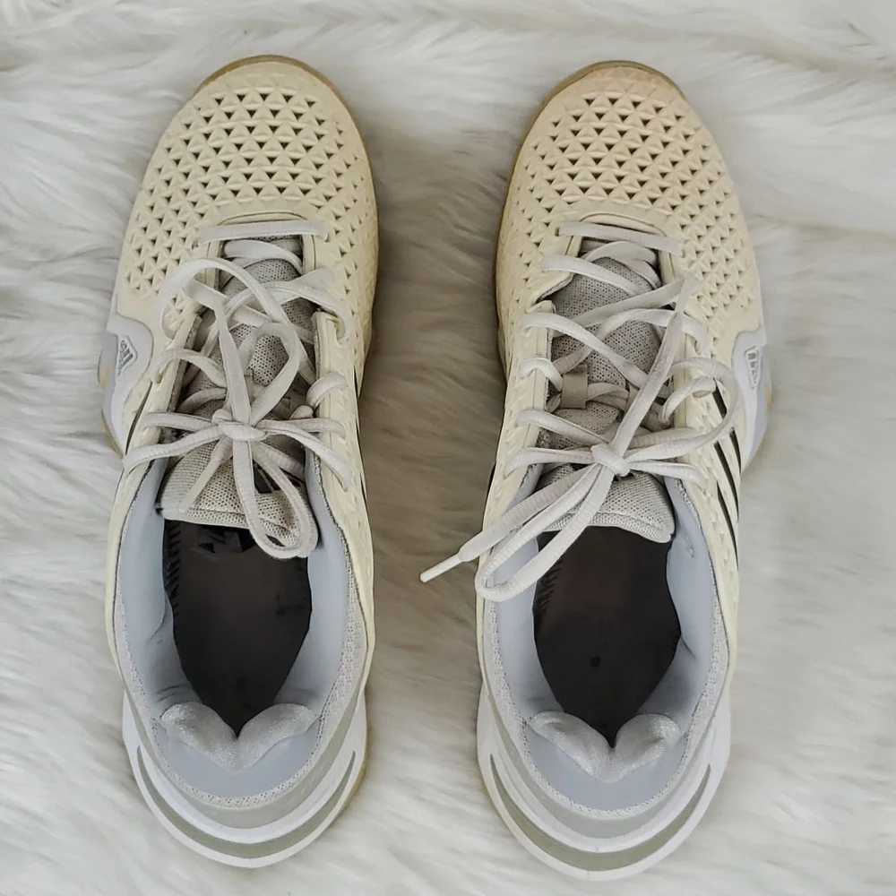 Adidas adipower Barricade Tennis white cream shoes sneakers men size 9